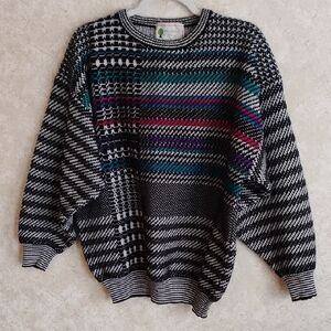Organically Grown Multicolor Patterned Sweater/ 100% Acrylic, Y2K, Size M